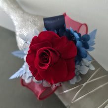 Load image into Gallery viewer, Preserved burgundy rose corsage &amp; buttonhole AB2081 - School formal, prom, graduation
