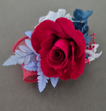 Load image into Gallery viewer, Preserved burgundy rose corsage &amp; buttonhole AB2081 - School formal, prom, graduation
