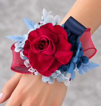 Load image into Gallery viewer, Preserved burgundy rose corsage &amp; buttonhole AB2081 - School formal, prom, graduation
