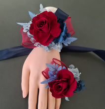 Load image into Gallery viewer, Preserved burgundy rose corsage &amp; buttonhole AB2081 - School formal, prom, graduation
