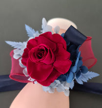 Load image into Gallery viewer, Preserved burgundy rose corsage &amp; buttonhole AB2081 - School formal, prom, graduation
