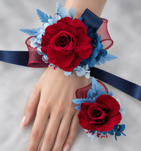 Load image into Gallery viewer, Preserved burgundy rose corsage &amp; buttonhole AB2081 - School formal, prom, graduation
