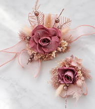 Load image into Gallery viewer, Preserved smokey pink rose corsage &amp; buttonhole AB2082 - School formal, prom, graduation
