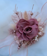 Load image into Gallery viewer, Preserved smokey pink rose corsage &amp; buttonhole AB2082 - School formal, prom, graduation

