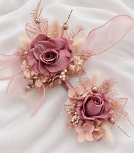 Load image into Gallery viewer, Preserved smokey pink rose corsage &amp; buttonhole AB2082 - School formal, prom, graduation
