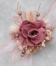 Load image into Gallery viewer, Preserved smokey pink rose corsage &amp; buttonhole AB2082 - School formal, prom, graduation
