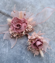 Load image into Gallery viewer, Preserved smokey pink rose corsage &amp; buttonhole AB2082 - School formal, prom, graduation
