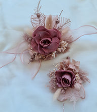 Load image into Gallery viewer, Preserved smokey pink rose corsage &amp; buttonhole AB2082 - School formal, prom, graduation
