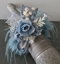 Load image into Gallery viewer, Fluffy furry band blue preserved rose corsage AB2085 - School formal, prom, graduation
