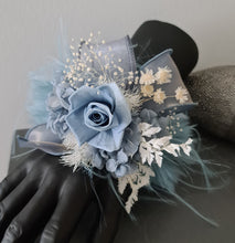Load image into Gallery viewer, Fluffy furry band blue preserved rose corsage AB2085 - School formal, prom, graduation
