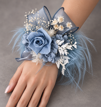 Load image into Gallery viewer, Fluffy furry band blue preserved rose corsage AB2085 - School formal, prom, graduation
