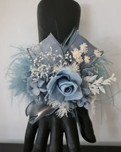 Load image into Gallery viewer, Fluffy furry band blue preserved rose corsage AB2085 - School formal, prom, graduation
