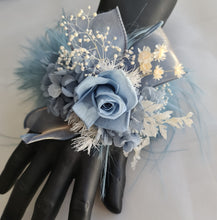 Load image into Gallery viewer, Fluffy furry band blue preserved rose corsage AB2085 - School formal, prom, graduation
