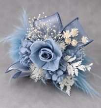 Load image into Gallery viewer, Fluffy furry band blue preserved rose corsage AB2085 - School formal, prom, graduation

