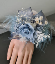 Load image into Gallery viewer, Fluffy furry band blue preserved rose corsage AB2085 - School formal, prom, graduation
