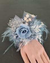 Load image into Gallery viewer, Fluffy furry band blue preserved rose corsage AB2085 - School formal, prom, graduation
