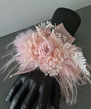 Load image into Gallery viewer, Fluffy furry band dusty pink preserved peony corsage AB2086 - School formal, prom, graduation
