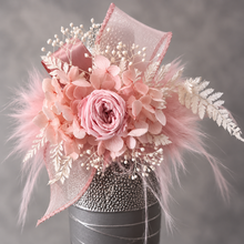 Load image into Gallery viewer, Fluffy furry band dusty pink preserved peony corsage AB2086 - School formal, prom, graduation
