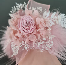 Load image into Gallery viewer, Fluffy furry band dusty pink preserved peony corsage AB2086 - School formal, prom, graduation
