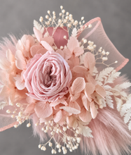 Load image into Gallery viewer, Fluffy furry band dusty pink preserved peony corsage AB2086 - School formal, prom, graduation

