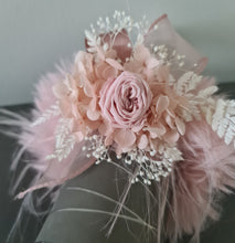 Load image into Gallery viewer, Fluffy furry band dusty pink preserved peony corsage AB2086 - School formal, prom, graduation
