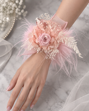 Load image into Gallery viewer, Fluffy furry band dusty pink preserved peony corsage AB2086 - School formal, prom, graduation
