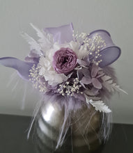 Load image into Gallery viewer, Fluffy furry band dusty purple / lilac preserved peony corsage AB2087 - School formal, prom, graduation
