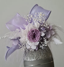 Load image into Gallery viewer, Fluffy furry band dusty purple / lilac preserved peony corsage AB2087 - School formal, prom, graduation
