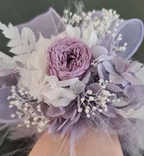 Load image into Gallery viewer, Fluffy furry band dusty purple / lilac preserved peony corsage AB2087 - School formal, prom, graduation
