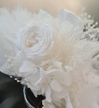 Load image into Gallery viewer, Fluffy furry band white preserved peony corsage AB2088 - School formal, prom, graduation
