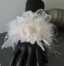 Load image into Gallery viewer, Fluffy furry band white preserved peony corsage AB2088 - School formal, prom, graduation
