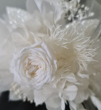 Load image into Gallery viewer, Fluffy furry band white preserved peony corsage AB2088 - School formal, prom, graduation
