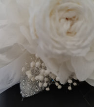 Load image into Gallery viewer, Fluffy furry band white preserved peony corsage AB2088 - School formal, prom, graduation
