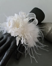 Load image into Gallery viewer, Fluffy furry band white preserved peony corsage AB2088 - School formal, prom, graduation
