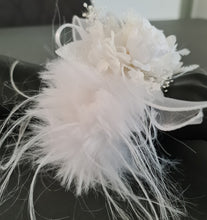 Load image into Gallery viewer, Fluffy furry band white preserved peony corsage AB2088 - School formal, prom, graduation
