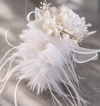 Load image into Gallery viewer, Fluffy furry band white preserved peony corsage AB2088 - School formal, prom, graduation
