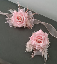 Load image into Gallery viewer, Pink &amp; glitter everlasting flowers corsage &amp; buttonhole AB2089 - School formal, prom, graduation

