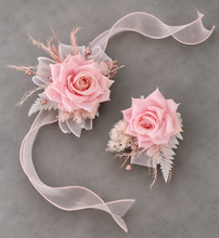 Load image into Gallery viewer, Pink &amp; glitter everlasting flowers corsage &amp; buttonhole AB2089 - School formal, prom, graduation
