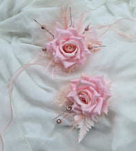 Load image into Gallery viewer, Pink &amp; glitter everlasting flowers corsage &amp; buttonhole AB2089 - School formal, prom, graduation
