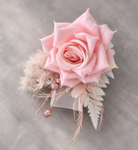 Load image into Gallery viewer, Pink &amp; glitter everlasting flowers corsage &amp; buttonhole AB2089 - School formal, prom, graduation
