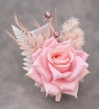 Load image into Gallery viewer, Pink &amp; glitter everlasting flowers corsage &amp; buttonhole AB2089 - School formal, prom, graduation
