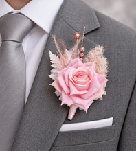 Load image into Gallery viewer, Pink &amp; glitter everlasting flowers corsage &amp; buttonhole AB2089 - School formal, prom, graduation
