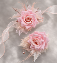 Load image into Gallery viewer, Pink &amp; glitter everlasting flowers corsage &amp; buttonhole AB2089 - School formal, prom, graduation
