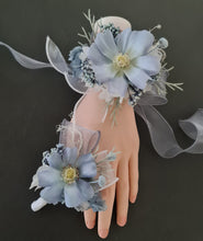 Load image into Gallery viewer, Pastel blue everlasting flowers corsage &amp; buttonhole AB2090 - School formal, prom, graduation
