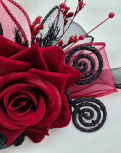 Load image into Gallery viewer, Burgundy &amp; black glitter everlasting flowers corsage &amp; buttonhole AB2091 - School formal, prom, graduation
