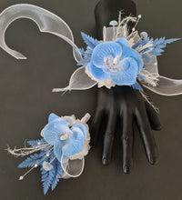Load image into Gallery viewer, Blue orchid everlasting flowers corsage &amp; buttonhole AB2092 - School formal, prom, graduation
