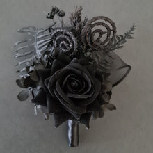 Load image into Gallery viewer, Black everlasting flowers  glitter corsage &amp; buttonhole AB2093 - School formal, prom, graduation
