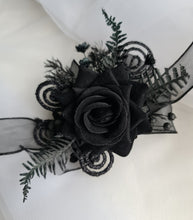 Load image into Gallery viewer, Black everlasting flowers  glitter corsage &amp; buttonhole AB2093 - School formal, prom, graduation
