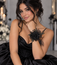 Load image into Gallery viewer, Black everlasting flowers  glitter corsage &amp; buttonhole AB2093 - School formal, prom, graduation
