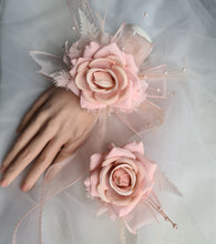 Load image into Gallery viewer, Blush pink everlasting flowers corsage &amp; buttonhole AB2096 - School formal, prom, graduation

